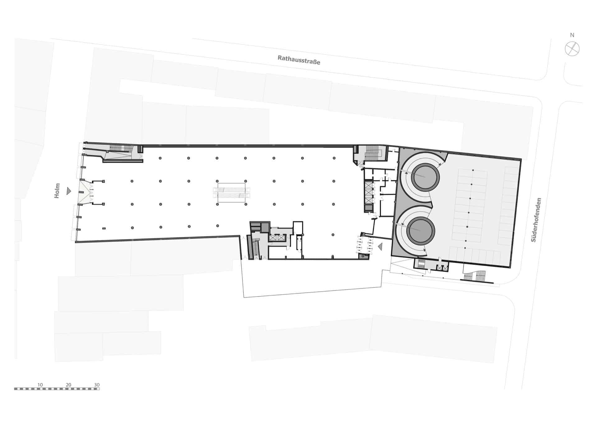 Grundriss des Erdgeschosses der HOLM 7 Handelsfläche – Karstadt Flensburg