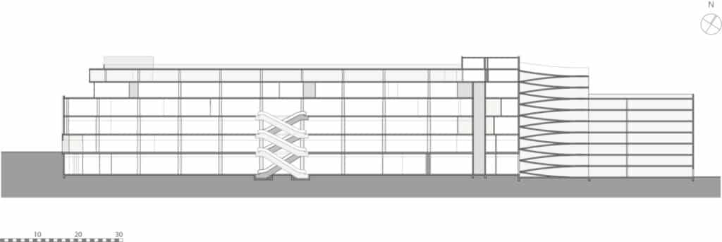 Längsschnitt der HOLM 7 Gewerbeimmobilie – architektonische Darstellung Karstadt Flensburg